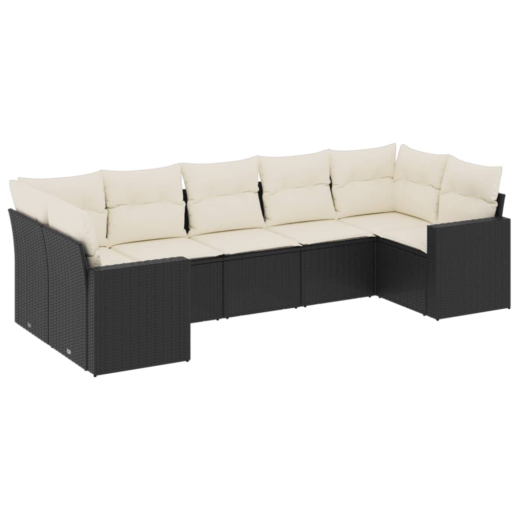 Set Divani da Giardino con Cuscini 7pz Nero Polyrattan - homemem39