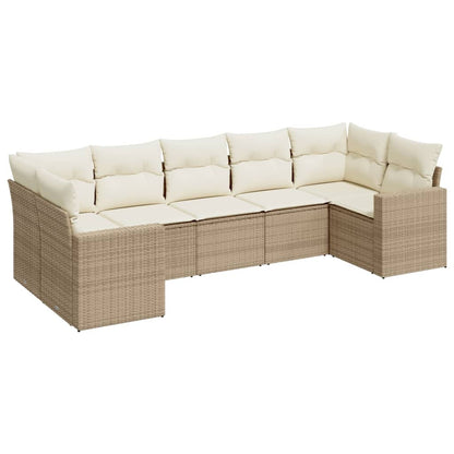 Set Divani da Giardino 7 pz con Cuscini Beige in Polyrattan - homemem39