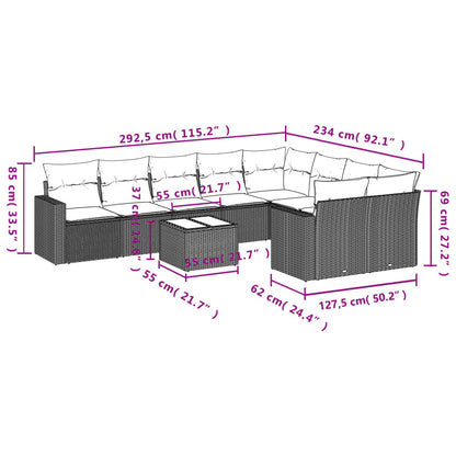 Set Divano Giardino 10 pz con Cuscini Grigio Chiaro Polyrattan - homemem39