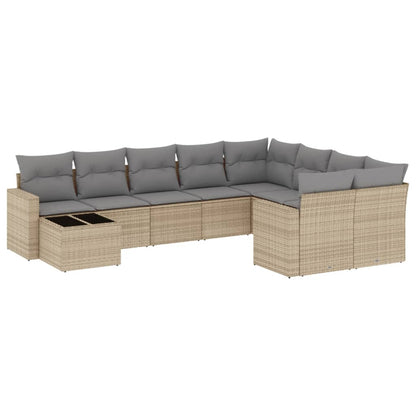 Set Divano da Giardino 10 pz con Cuscini Beige in Polyrattan - homemem39