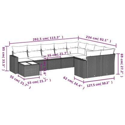 Set Divano Giardino 10 pz con Cuscini Grigio Chiaro Polyrattan - homemem39