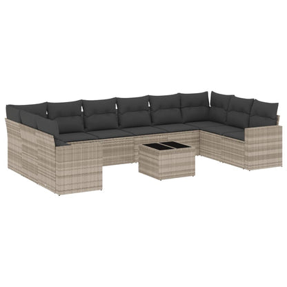 Set Divani da Giardino 11 pz con Cuscini in Polyrattan Grigio - homemem39