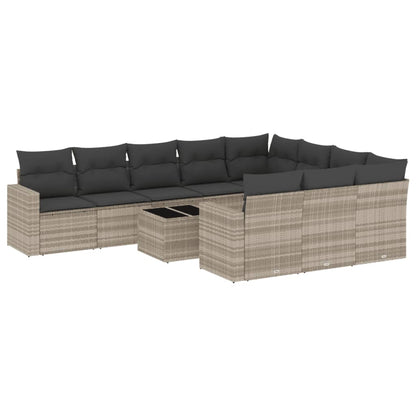 Set Divani da Giardino 11 pz con Cuscini in Polyrattan Grigio - homemem39