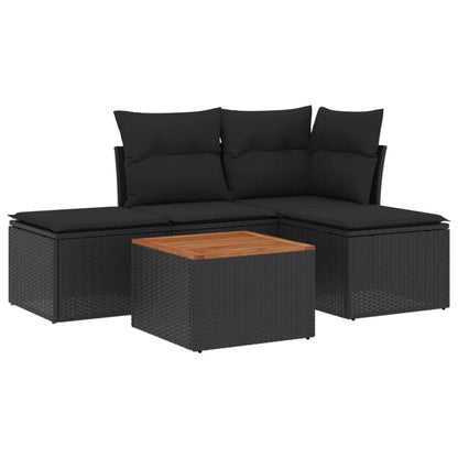 Set Divani da Giardino 5 pz con Cuscini in Polyrattan Nero - homemem39