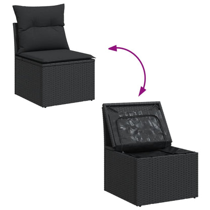 Set Divani da Giardino 5 pz con Cuscini in Polyrattan Nero - homemem39