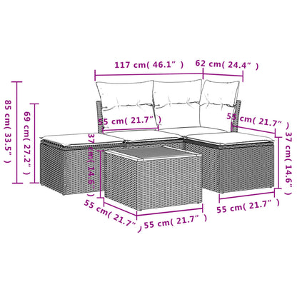 Set Divani da Giardino 5 pz con Cuscini in Polyrattan Nero - homemem39