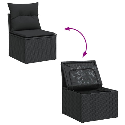 Set Divano da Giardino 6 pz con Cuscini Nero in Polyrattan - homemem39