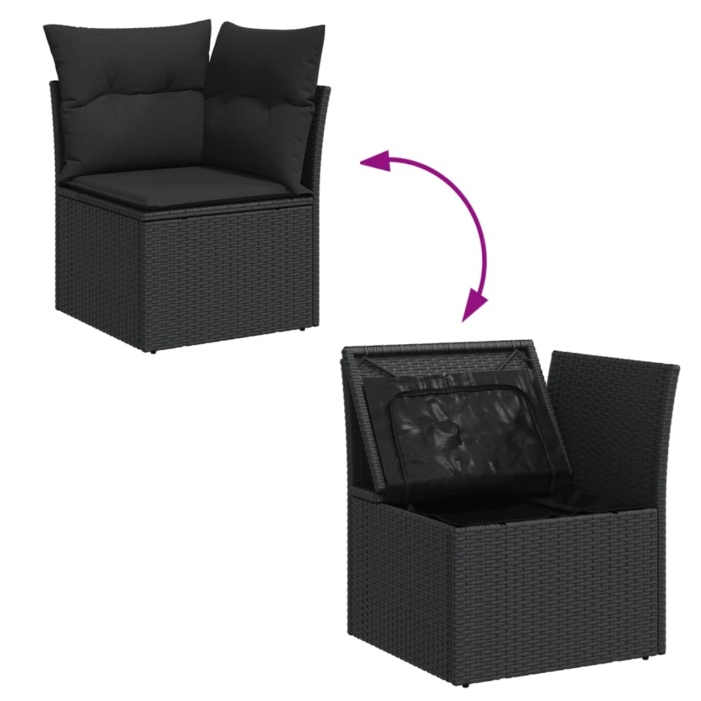 Set Divani da Giardino 11 pz con Cuscini in Polyrattan Nero - homemem39