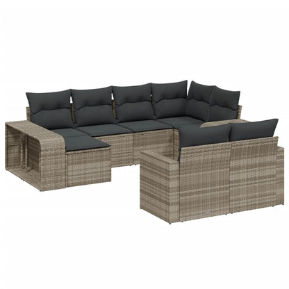 Set Divano Giardino 10 pz con Cuscini Grigio Chiaro Polyrattan - homemem39