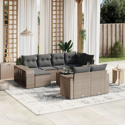 Set Divani da Giardino 11 pz con Cuscini in Polyrattan Grigio - homemem39