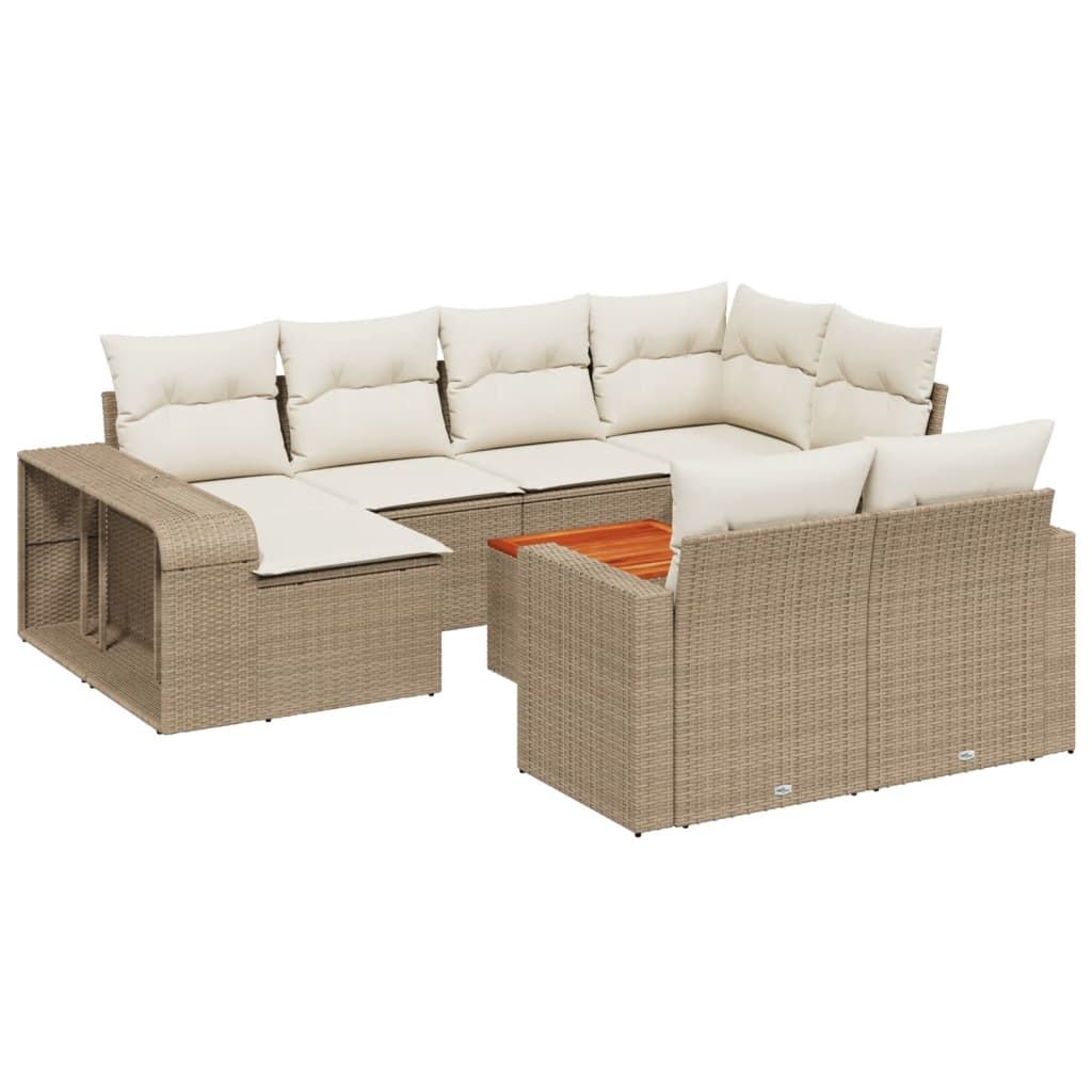 Set Divani da Giardino 11 pz con Cuscini Beige in Polyrattan - homemem39