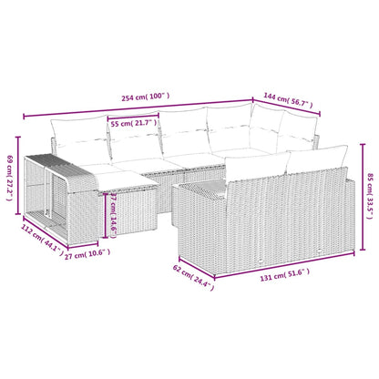 Set Divani da Giardino 11 pz con Cuscini Beige in Polyrattan - homemem39