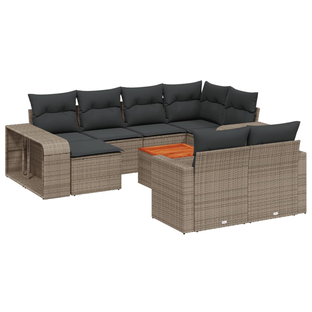 Set Divani da Giardino 11 pz con Cuscini in Polyrattan Grigio - homemem39