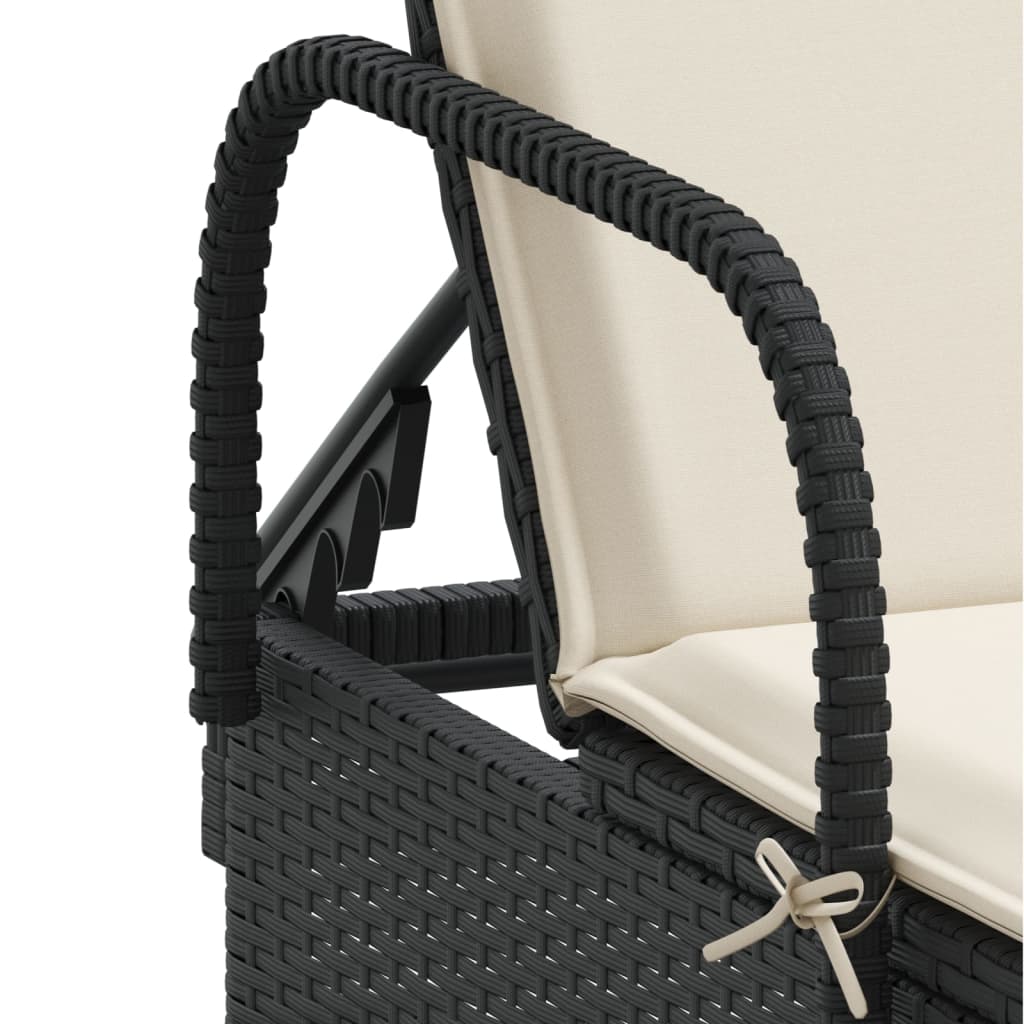 Lettini Prendisole con Cuscini 2 pz Neri in Polyrattan - homemem39