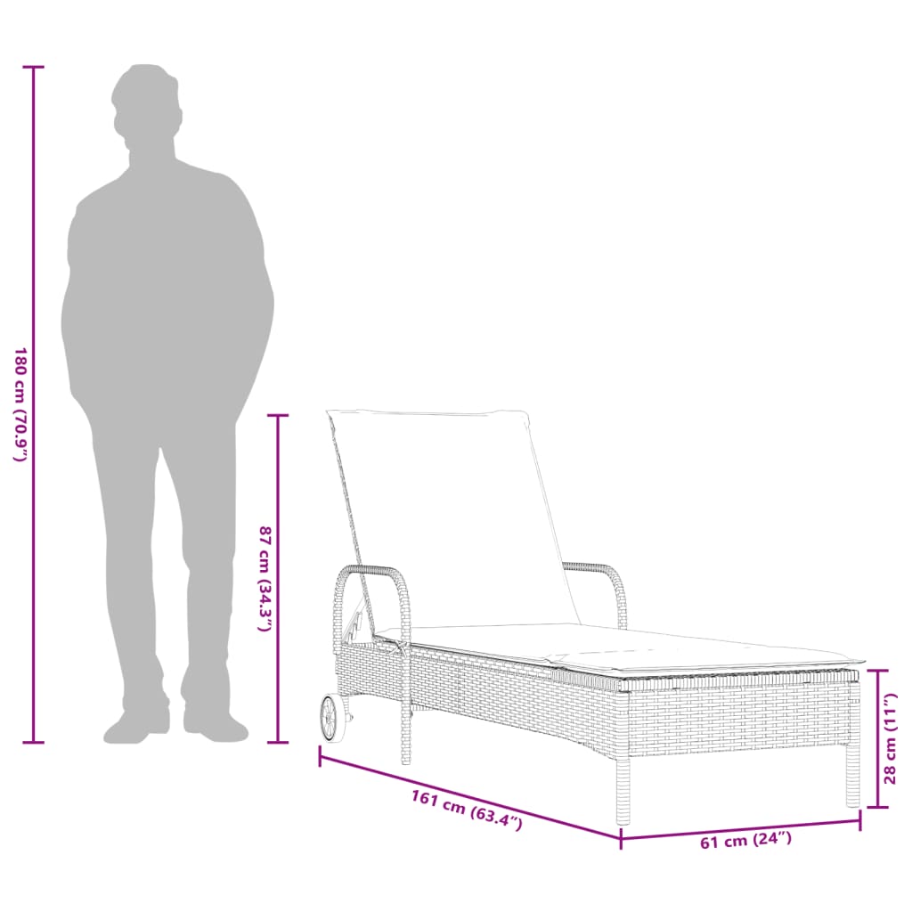 Lettini Prendisole 2 pz con Cuscini Marrone in Polyrattan - homemem39