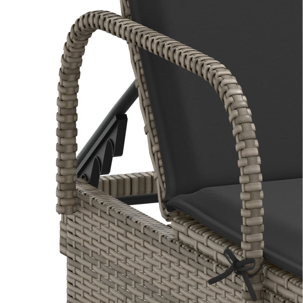 Lettini Prendisole 2 pz con Cuscini Grigio in Polyrattan - homemem39