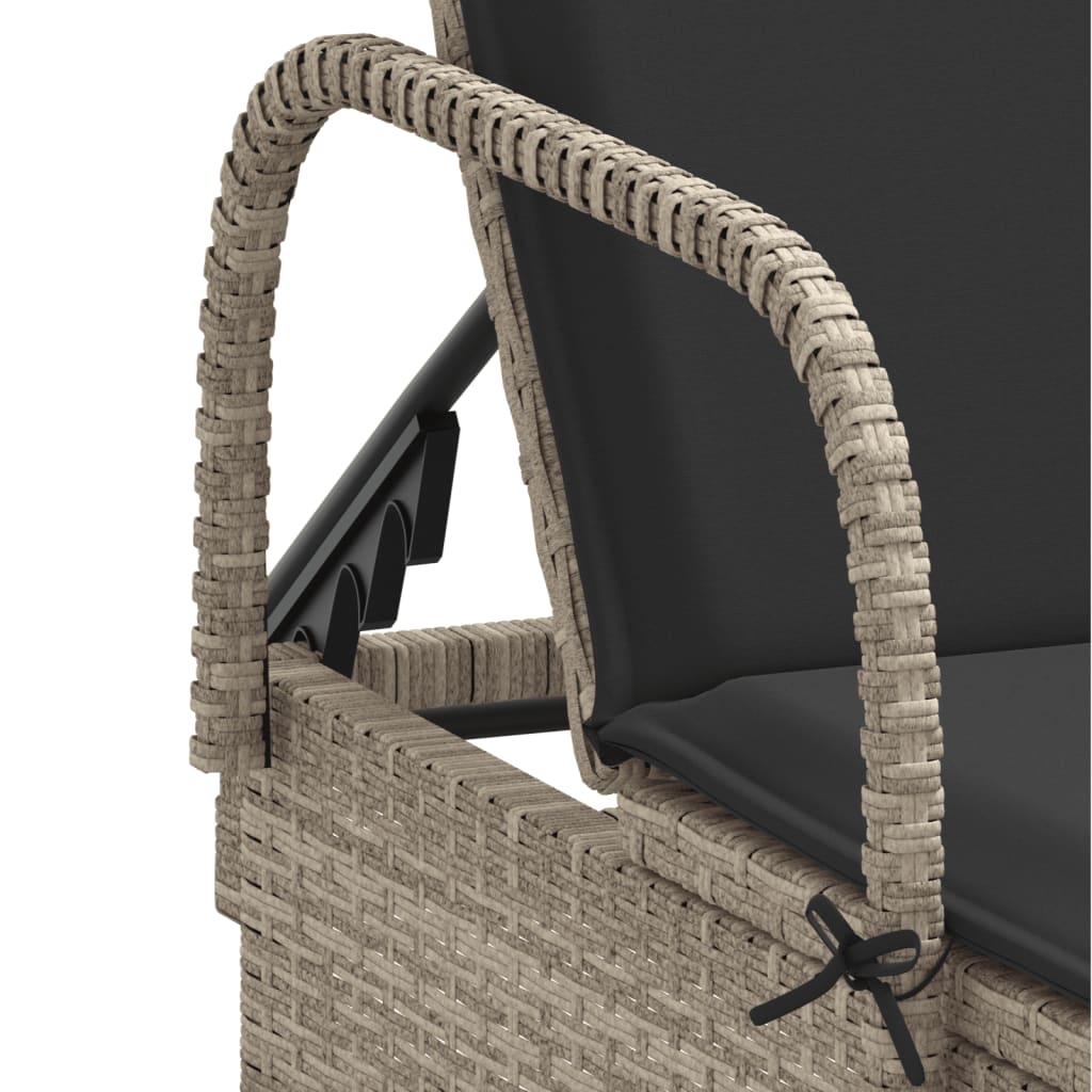 Lettino Prendisole 2 pz con Cuscini Grigio Chiaro in Polyrattan - homemem39