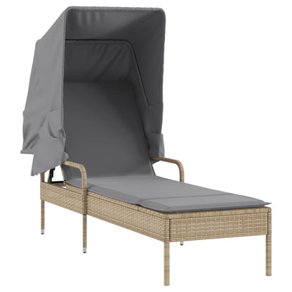 Lettini Prendisole 2 pz con Baldacchino e Tavolino Polyrattan - homemem39