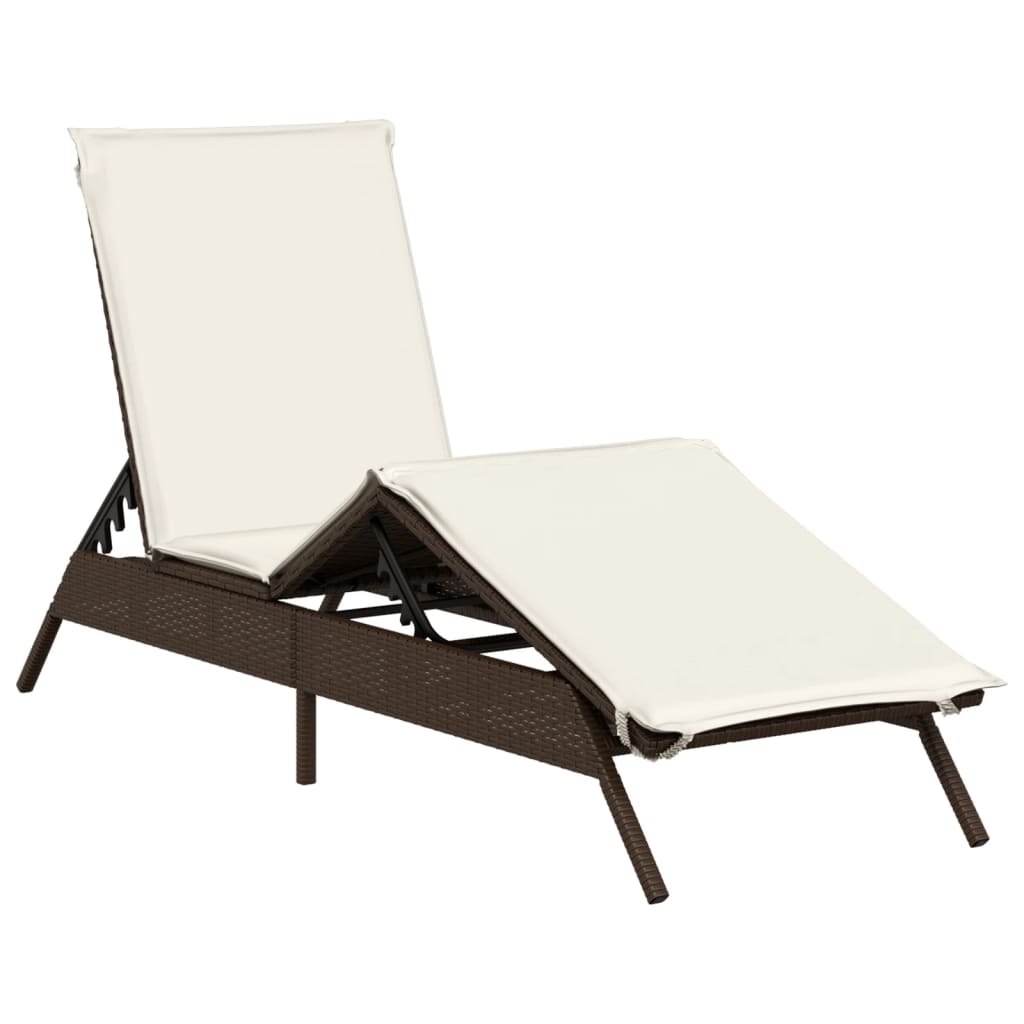 Lettini Prendisole 2 pz con Cuscini Marrone in Polyrattan