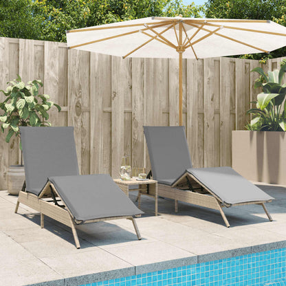 Lettini Prendisole 2 pz con Cuscini Beige in Polyrattan