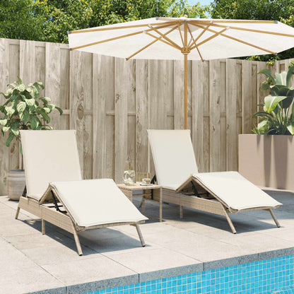 Lettini Prendisole 2 pz con Cuscini Beige in Polyrattan