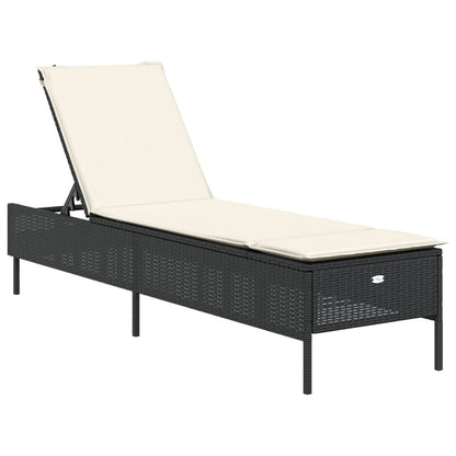 Lettini Prendisole con Cuscini 2 pz Neri in Polyrattan - homemem39