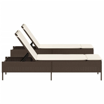 Lettini Prendisole 2 pz con Cuscini Marrone in Polyrattan - homemem39