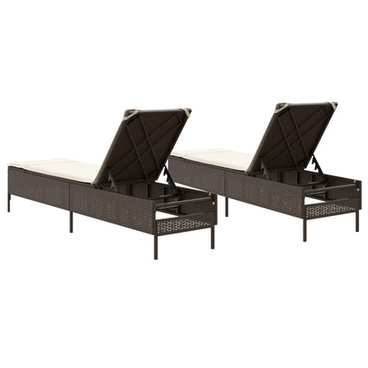 Lettini Prendisole 2 pz con Cuscini Marrone in Polyrattan - homemem39