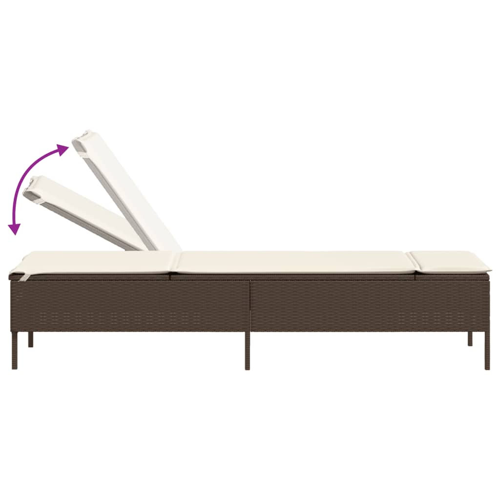 Lettini Prendisole 2 pz con Cuscini Marrone in Polyrattan - homemem39