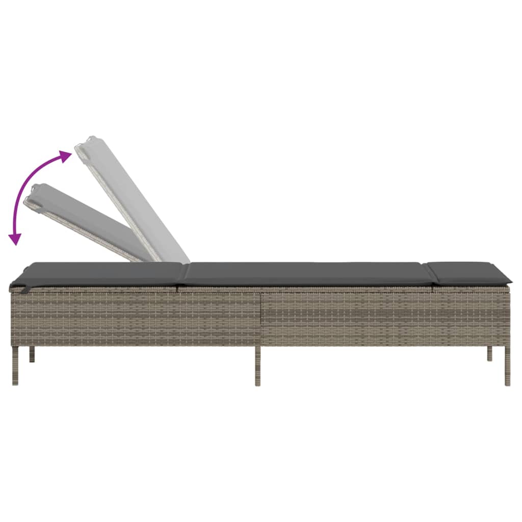 Lettini Prendisole 2 pz con Cuscini Grigio in Polyrattan - homemem39