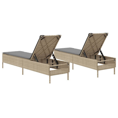 Lettini Prendisole 2 pz con Cuscini Beige in Polyrattan - homemem39