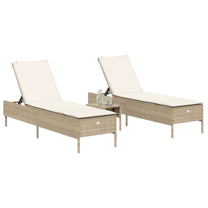 Lettini Prendisole 2 pz con Cuscini Beige in Polyrattan - homemem39