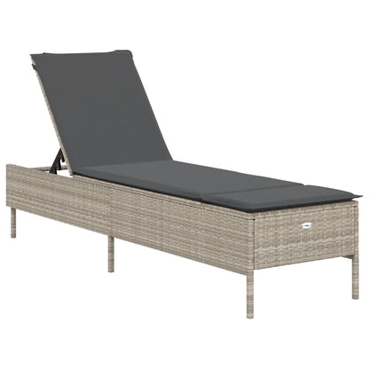 Lettino Prendisole 2 pz con Cuscini Grigio Chiaro in Polyrattan - homemem39