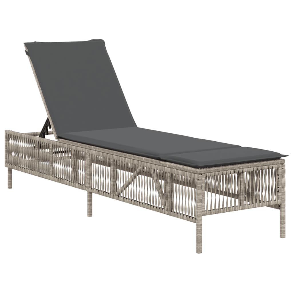 Lettino Prendisole 2 pz con Cuscini Grigio Chiaro in Polyrattan - homemem39