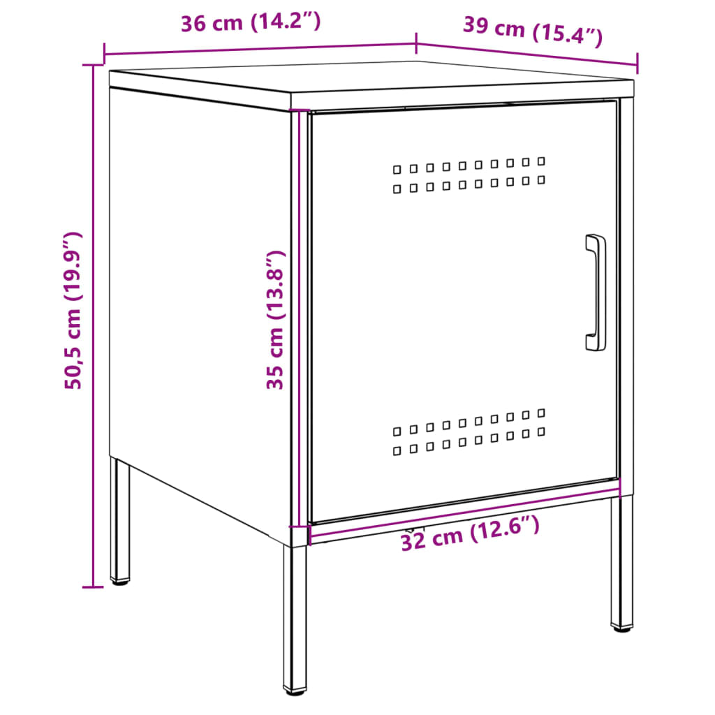 Comodini 2 pz Nero 36x39x50,5 cm in Acciaio