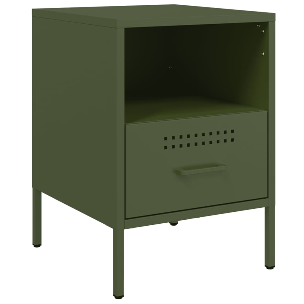 Comodini 2 pz Verde Oliva 36x39x50,5 cm in Acciaio