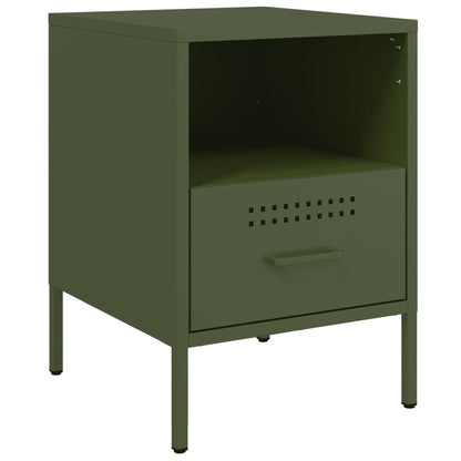 Comodini 2 pz Verde Oliva 36x39x50,5 cm in Acciaio