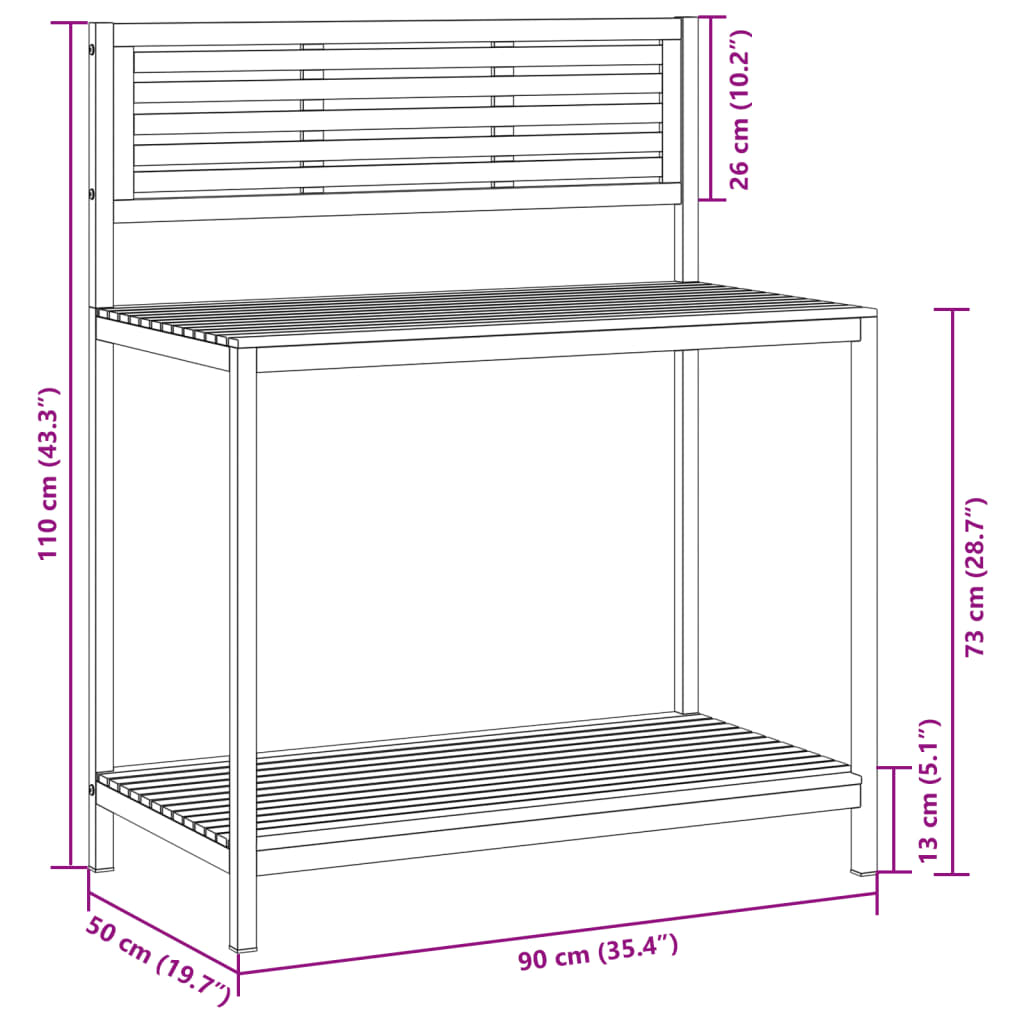 Tavolo da Invasatura 90x50x110 cm in Legno Acacia e Acciaio - homemem39