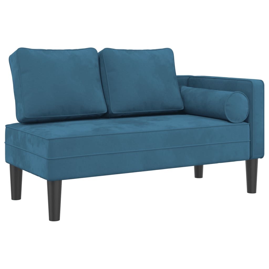 Chaise Longue con Cuscini Blu in Velluto - homemem39