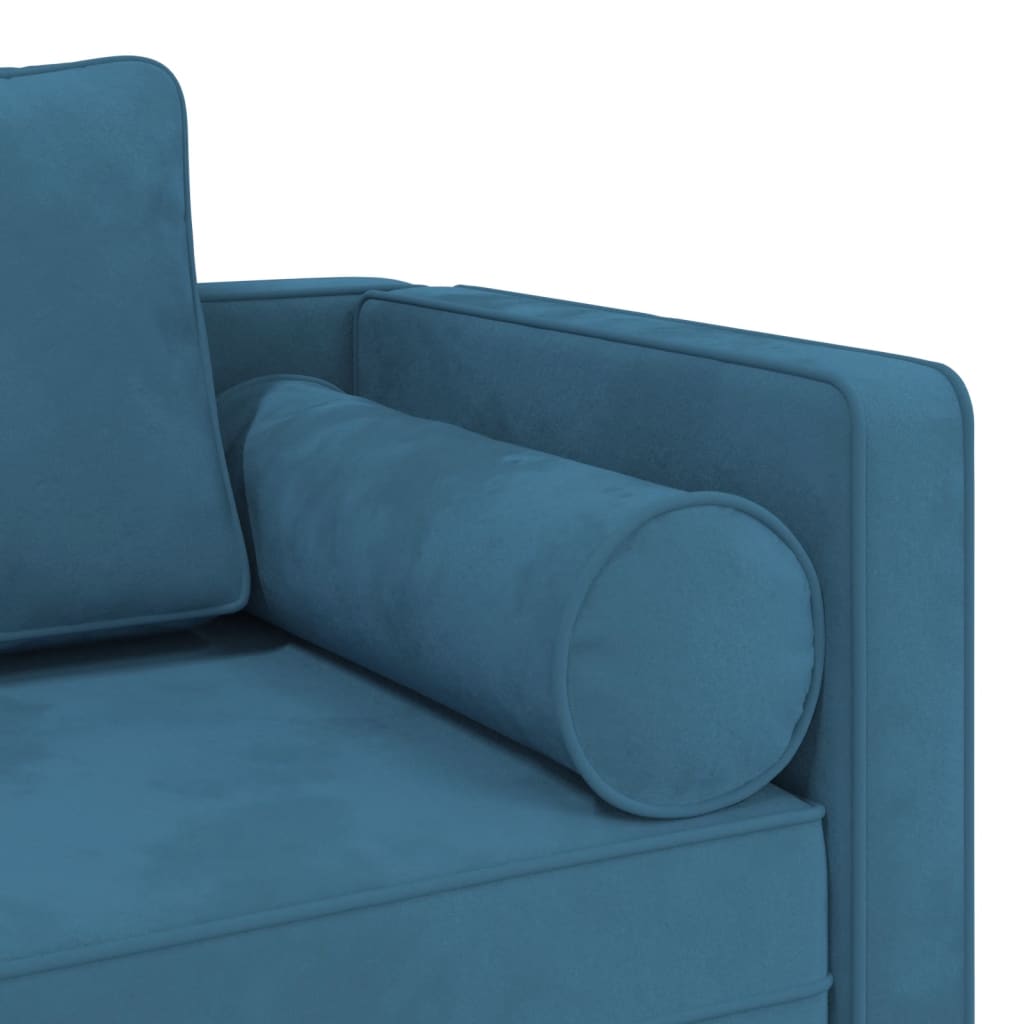 Chaise Longue con Cuscini Blu in Velluto - homemem39