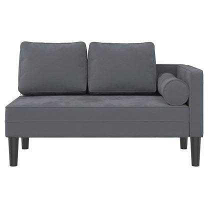 Chaise Longue con Cuscini Grigio Scuro in Velluto - homemem39