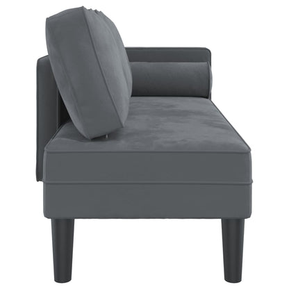 Chaise Longue con Cuscini Grigio Scuro in Velluto - homemem39