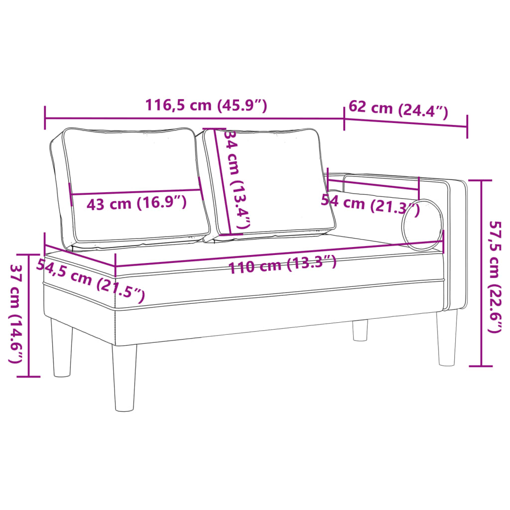 Chaise Longue con Cuscini Grigio Scuro in Velluto - homemem39