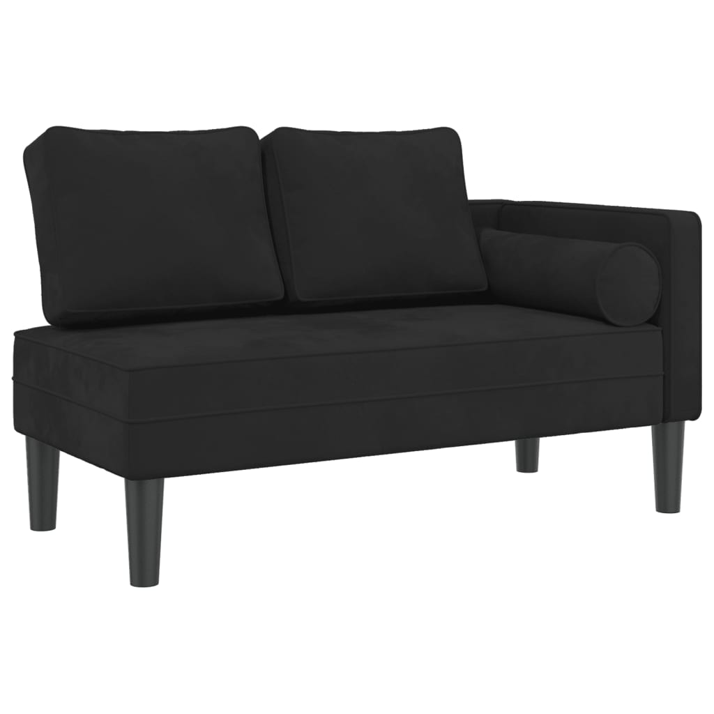 Chaise Lounge con Cuscini Nero in Velluto - homemem39