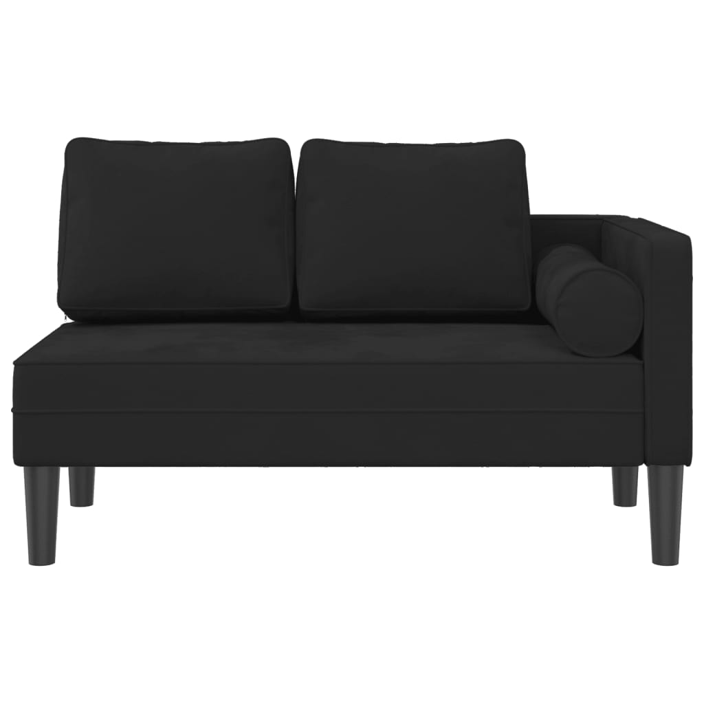 Chaise Lounge con Cuscini Nero in Velluto - homemem39