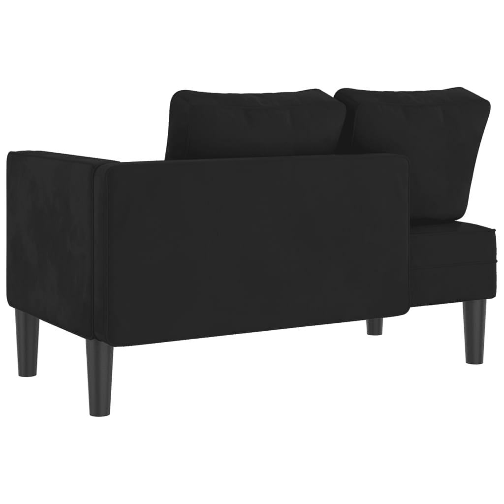 Chaise Lounge con Cuscini Nero in Velluto - homemem39