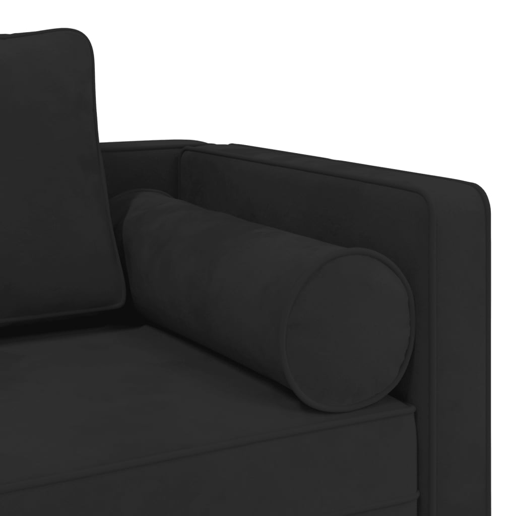 Chaise Lounge con Cuscini Nero in Velluto - homemem39