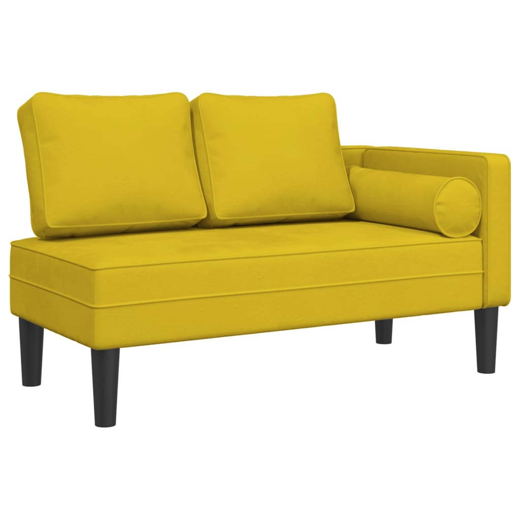 Chaise Longue con Cuscini Giallo in Velluto - homemem39