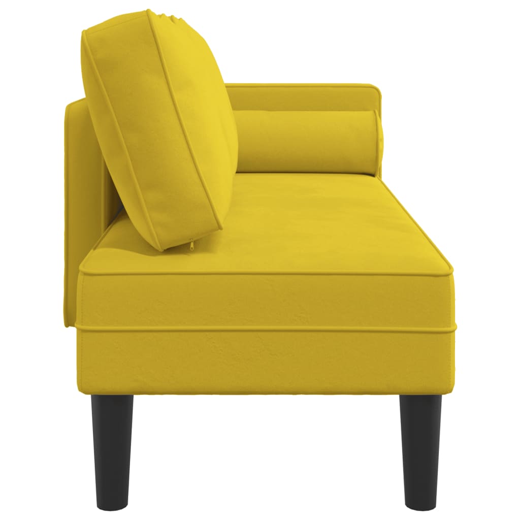 Chaise Longue con Cuscini Giallo in Velluto - homemem39