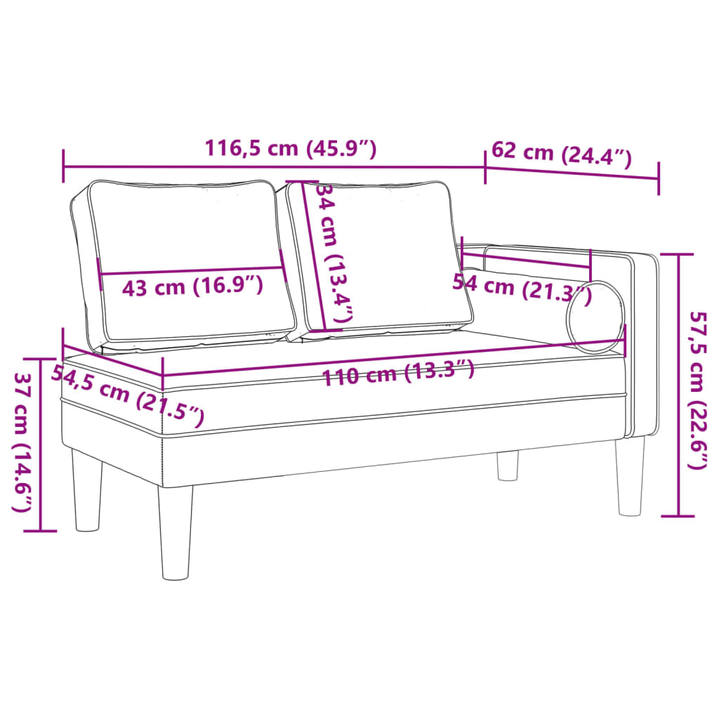 Chaise Longue con Cuscini Giallo in Velluto - homemem39